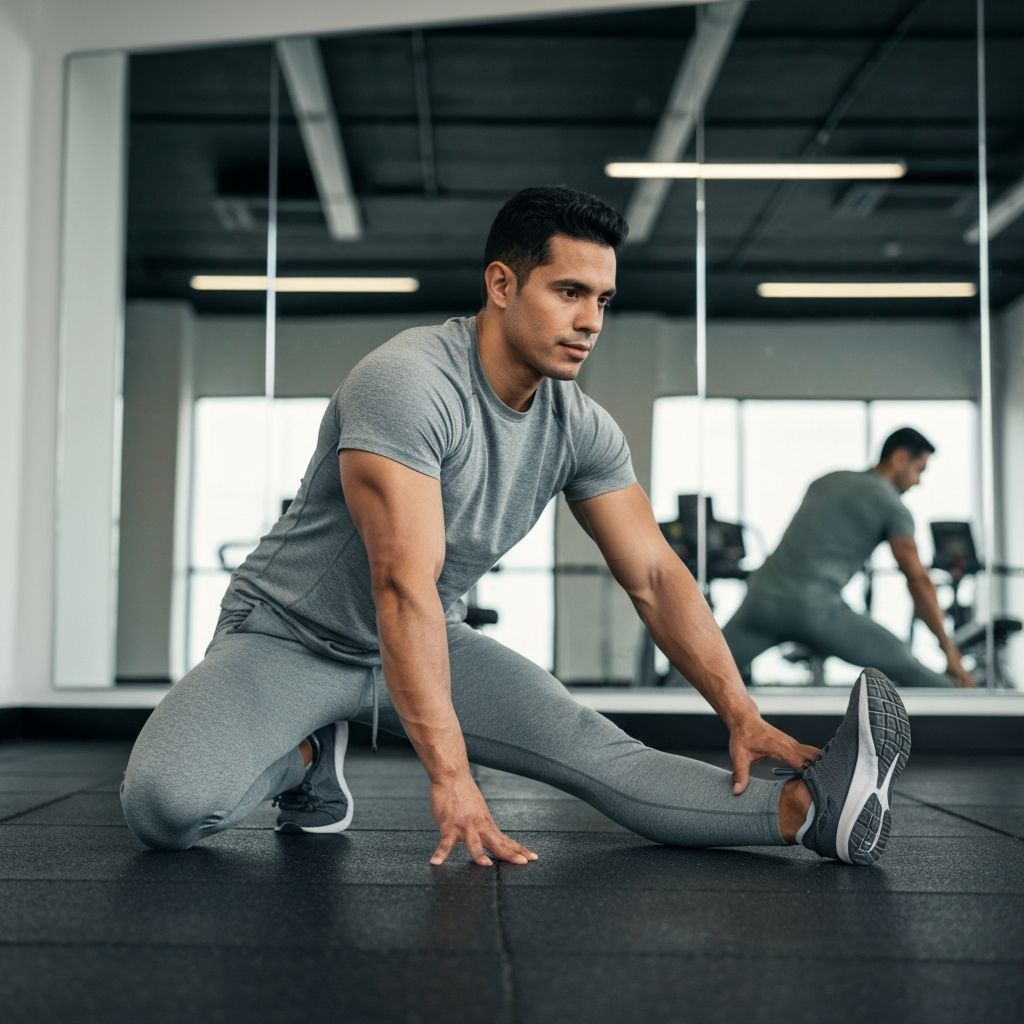Athletischer Mann beim Training und Stretching